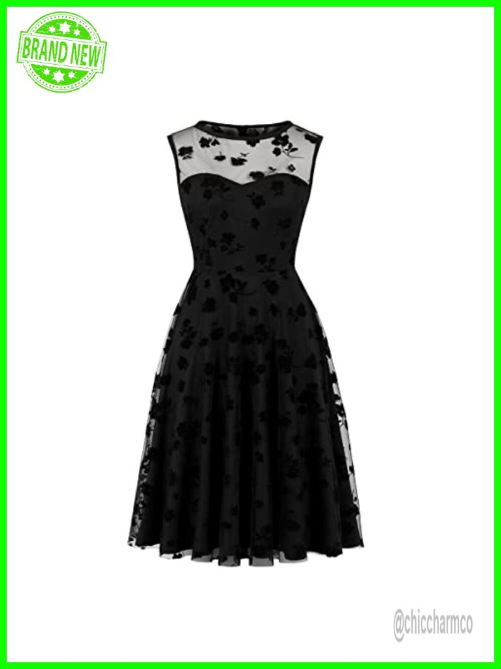 Women's Vintage Mesh Floral Embroidery Gothic Cocktail Mini Dress